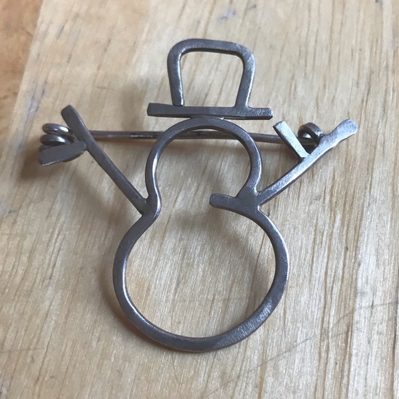 Jewelry - Vintage Snowman Pin Sterling Silver